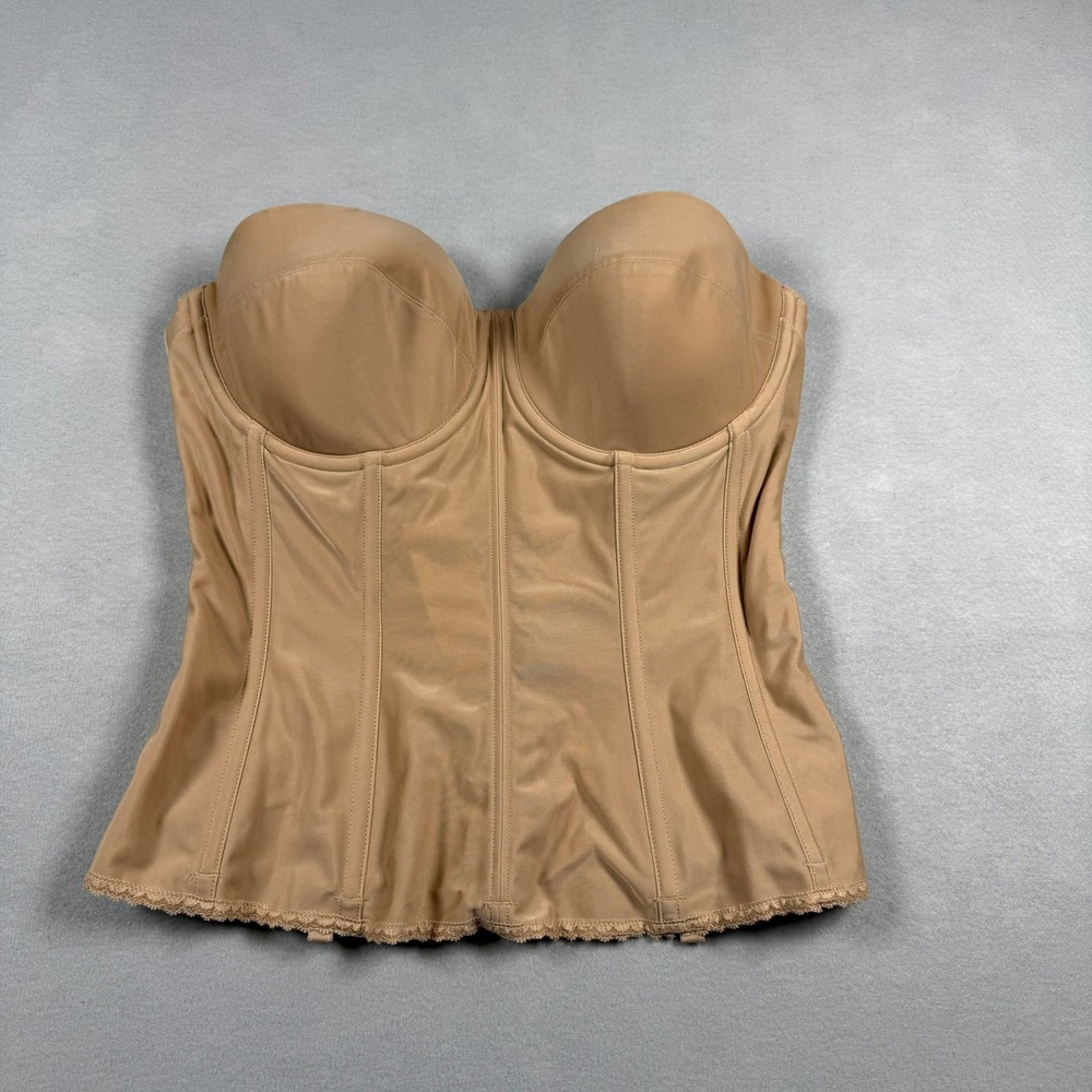 Dominique Womens 36D Longline Corset Tan Bridal Coquette Regency Bustier 8950